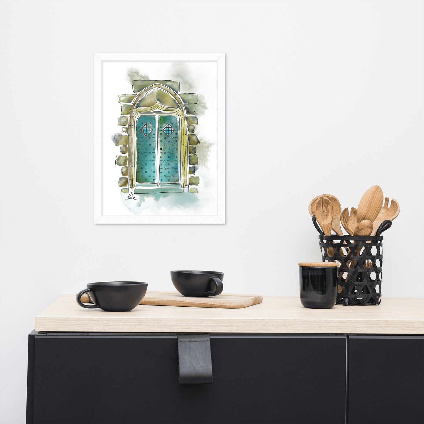 Porte du Château de Pompadour Watercolor - Framed matte paper poster