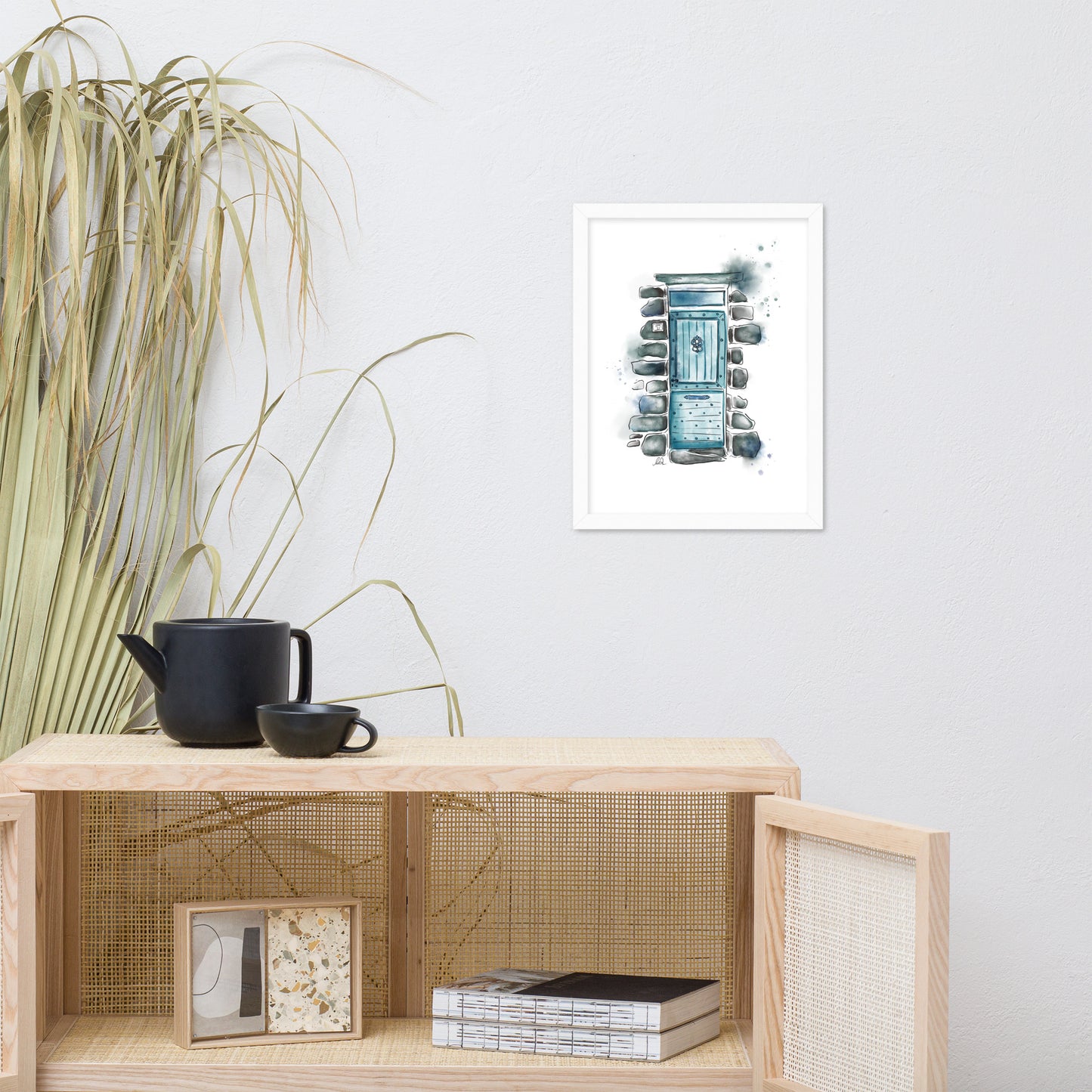 The Lucky Door - French Watercolor -  Framed matte paper poster