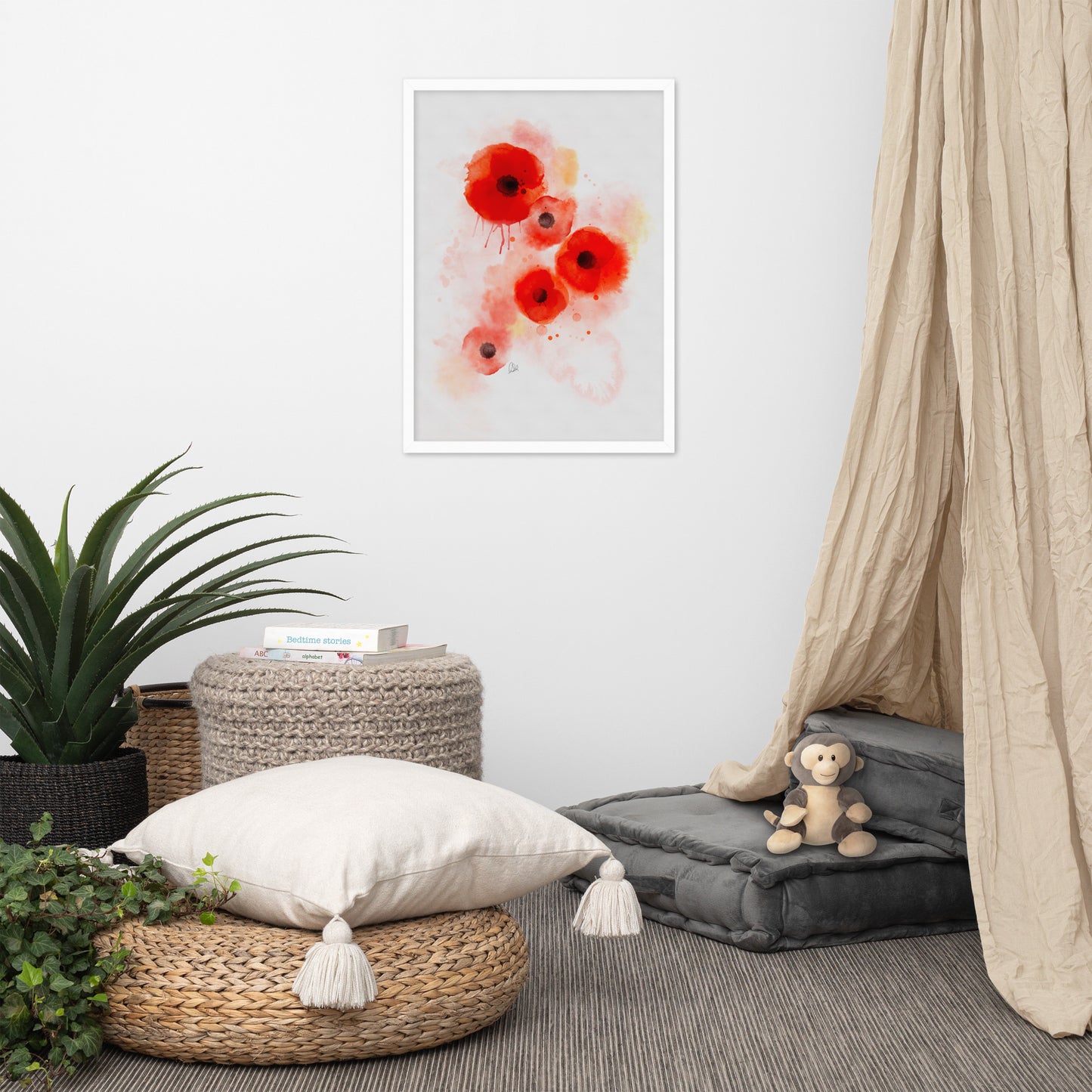 Framed matte paper poster - Coquelicots Poppies
