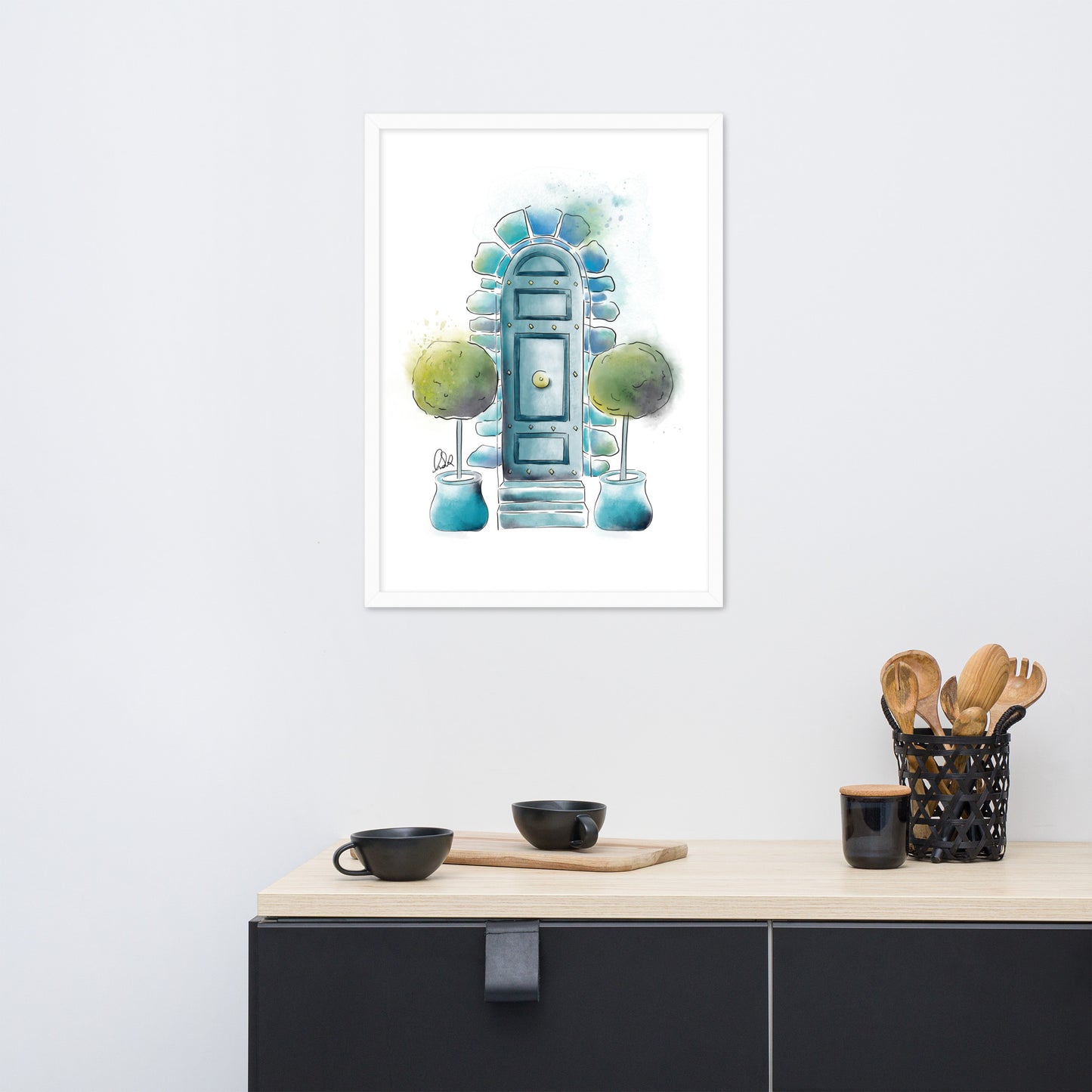 The Topiary - French Watercolor - Framed matte paper poster