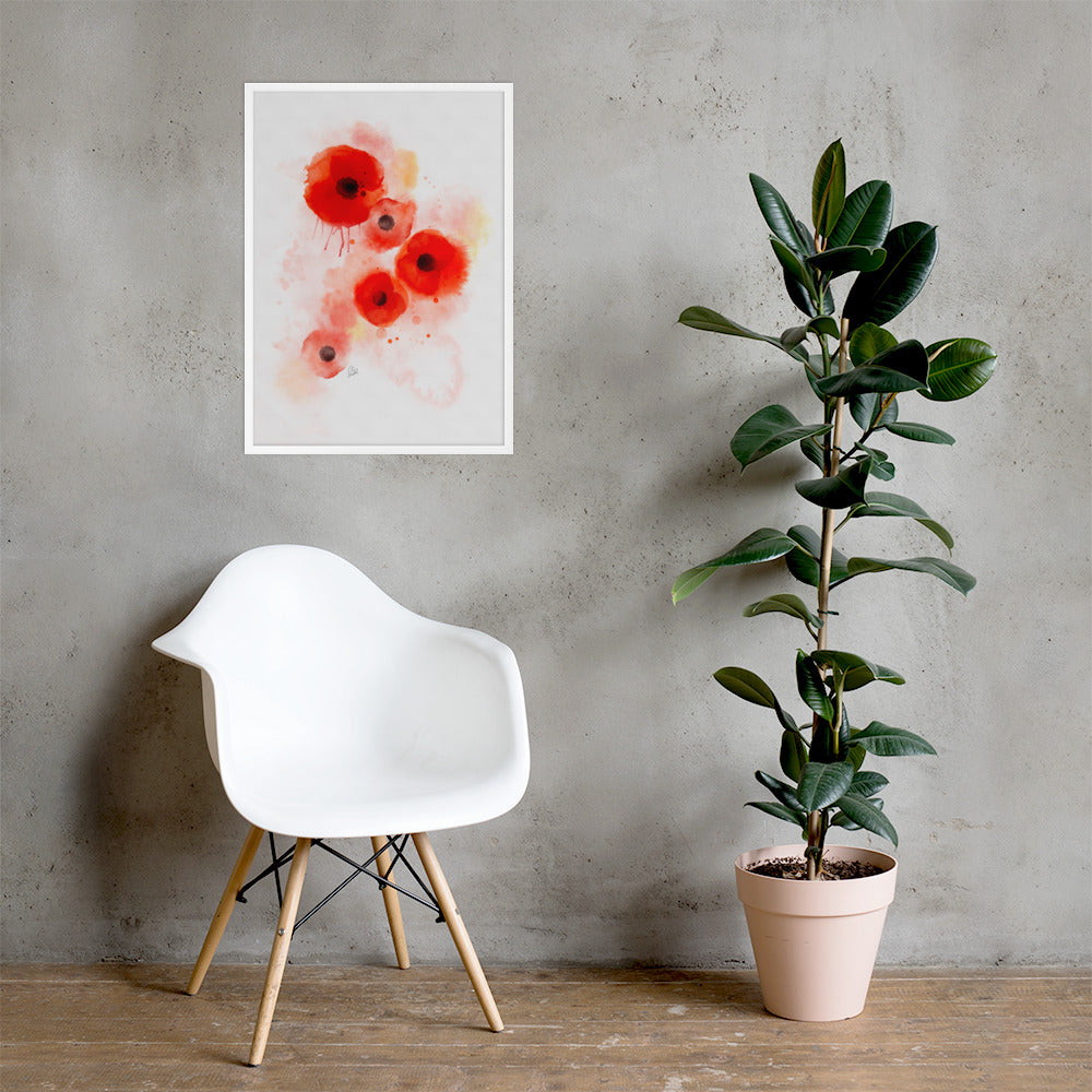 Framed matte paper poster - Coquelicots Poppies
