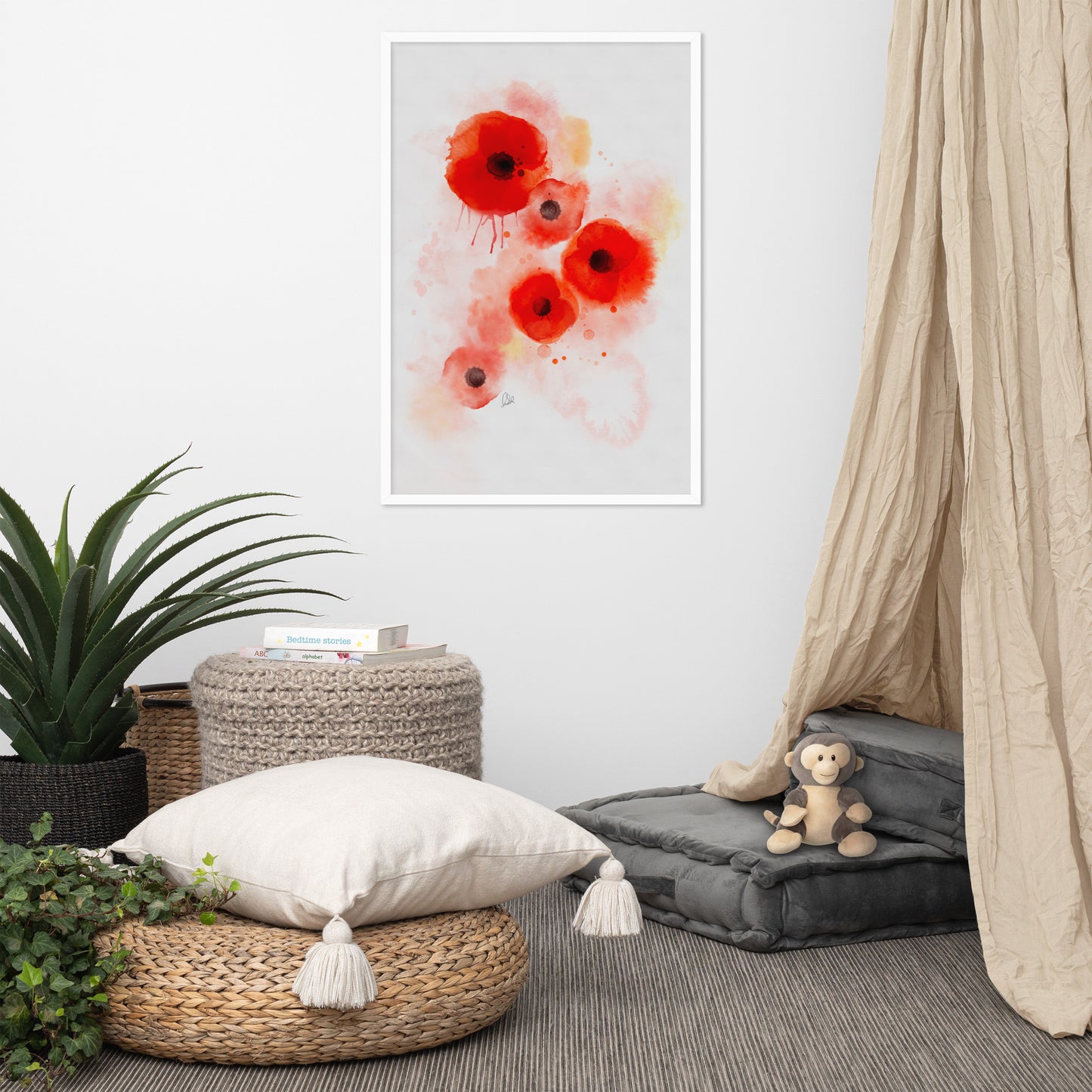Framed matte paper poster - Coquelicots Poppies