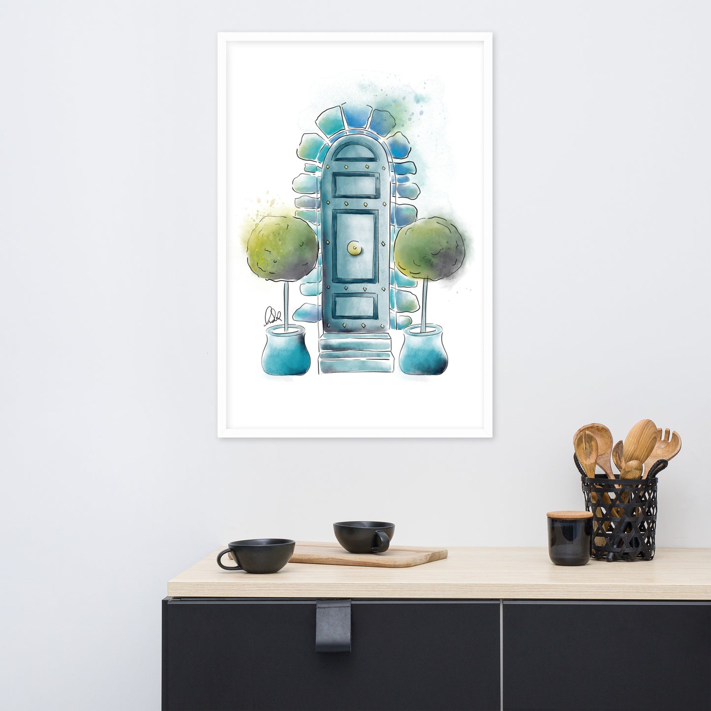 The Topiary - French Watercolor - Framed matte paper poster