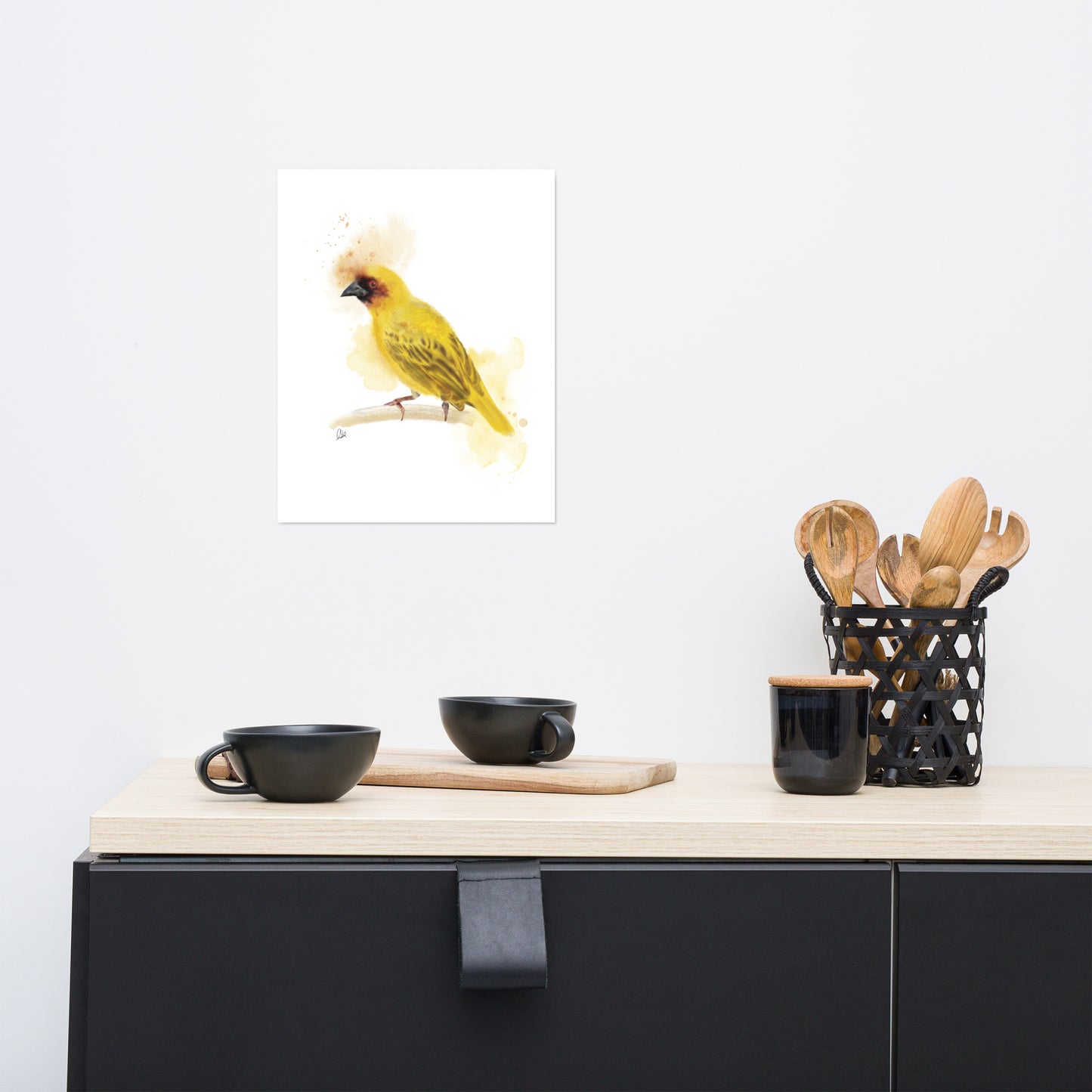 Ruppell's Weaver Bird Watercolor Poster