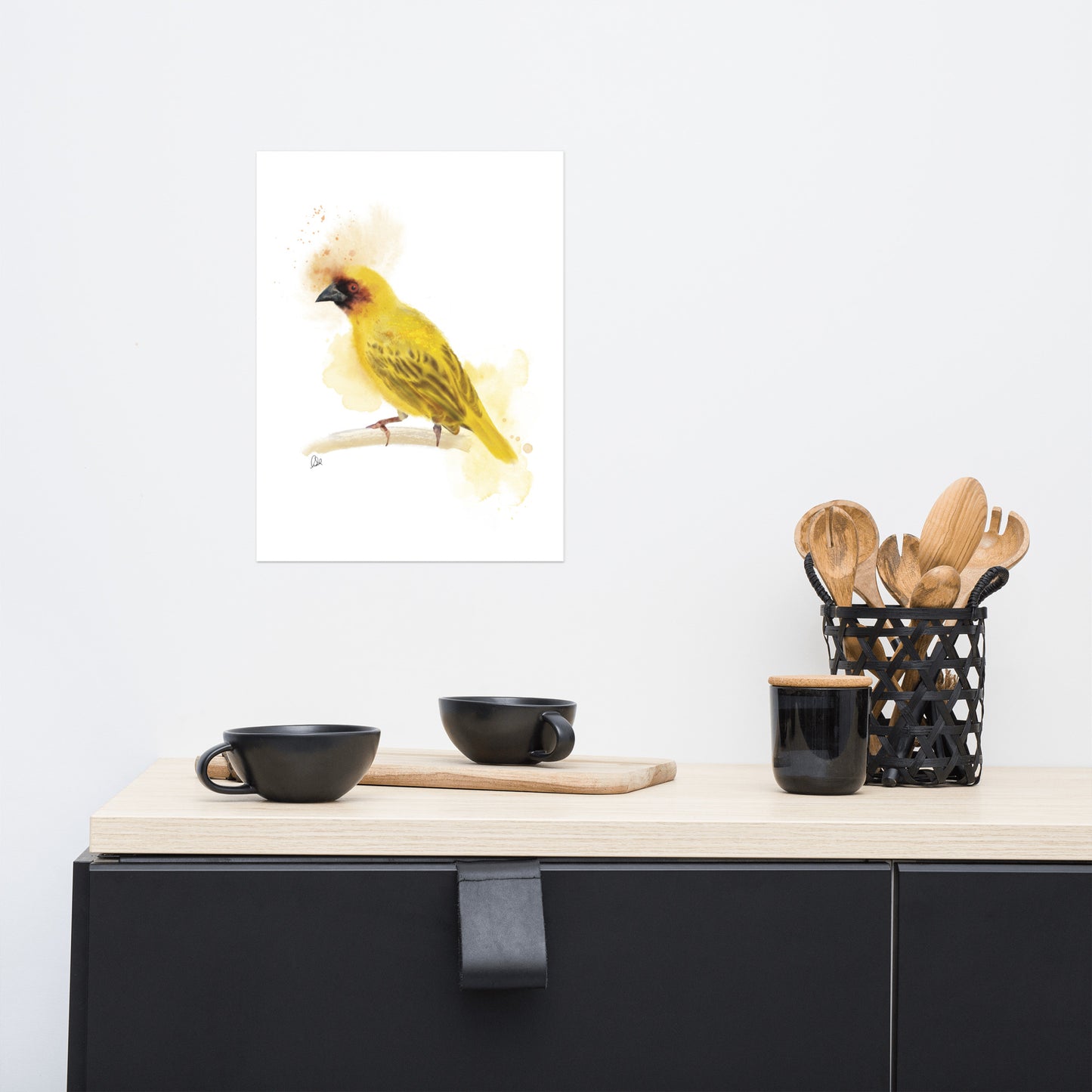Ruppell's Weaver Bird Watercolor Poster