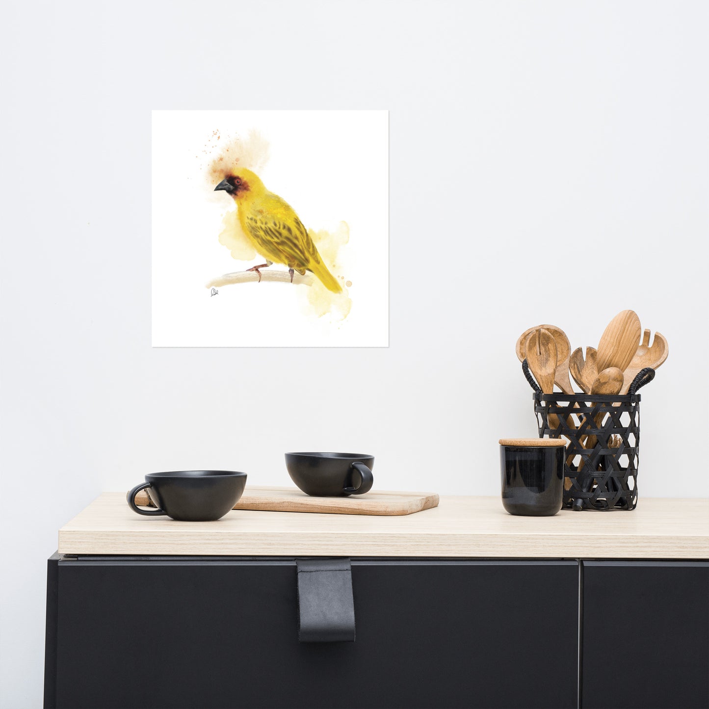 Ruppell's Weaver Bird Watercolor Poster