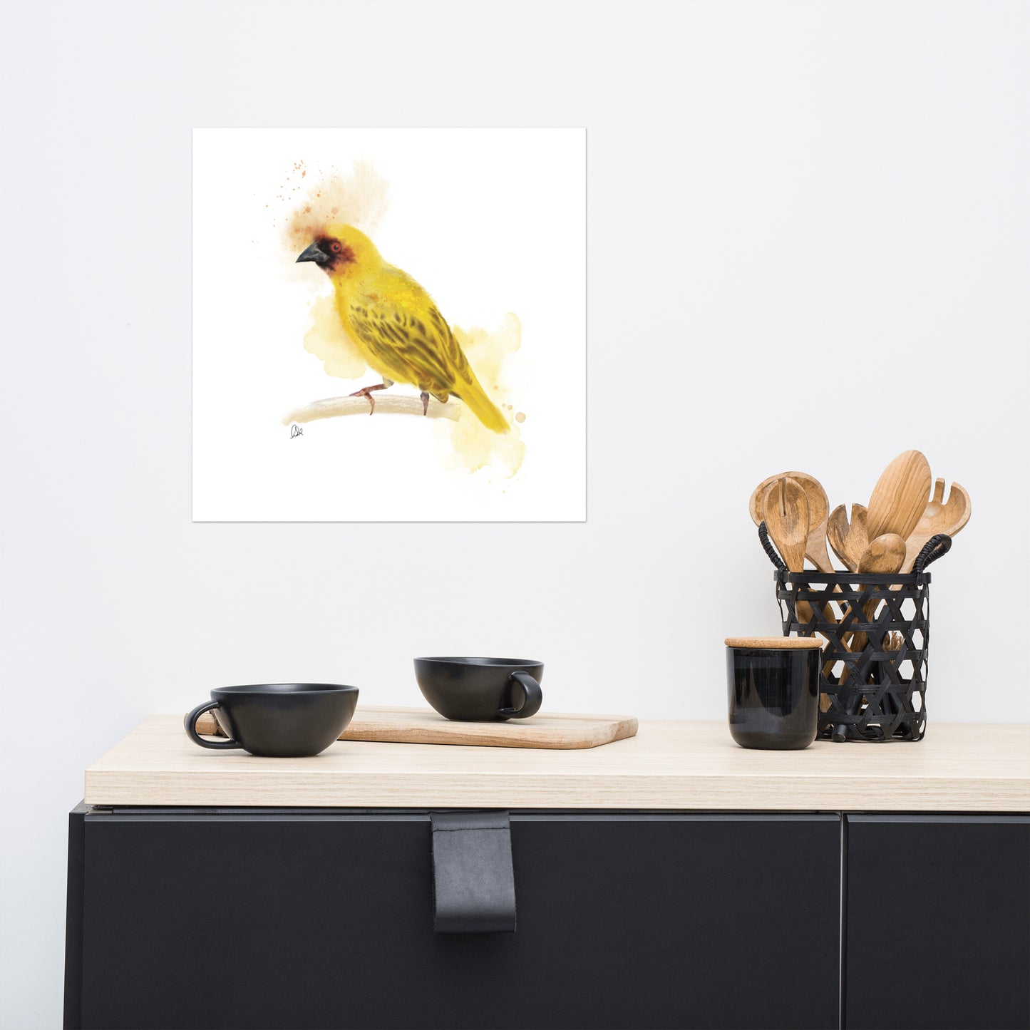 Ruppell's Weaver Bird Watercolor Poster