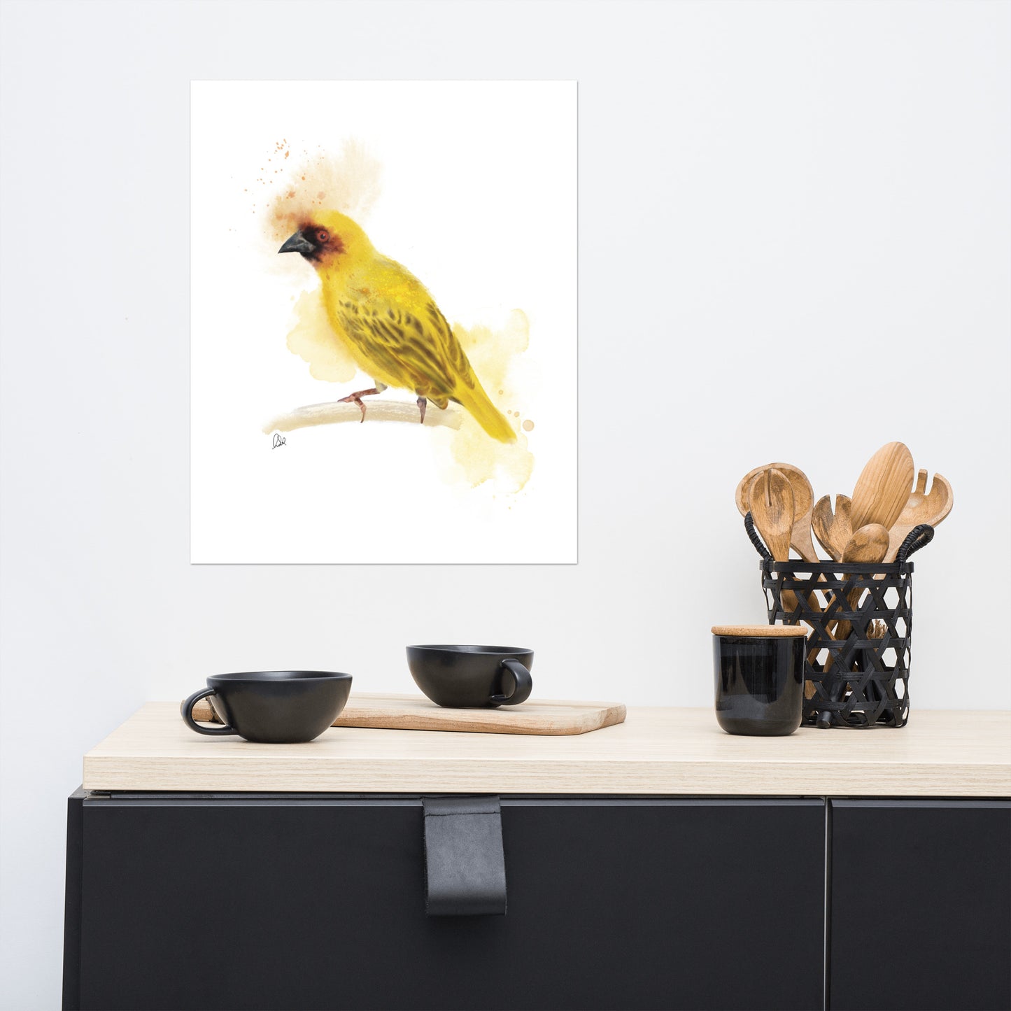 Ruppell's Weaver Bird Watercolor Poster