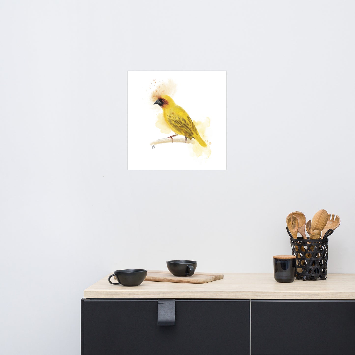 Ruppell's Weaver Bird Watercolor Poster