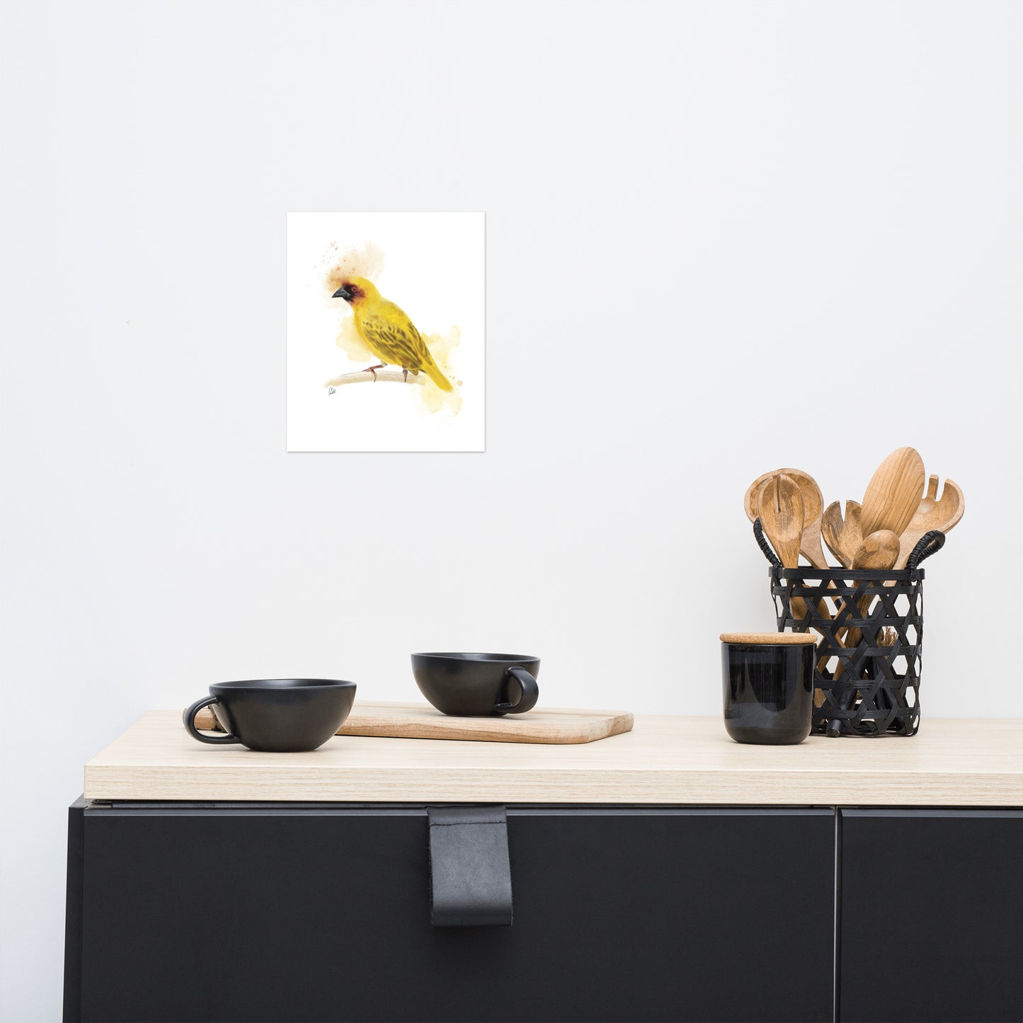 Ruppell's Weaver Bird Watercolor Poster