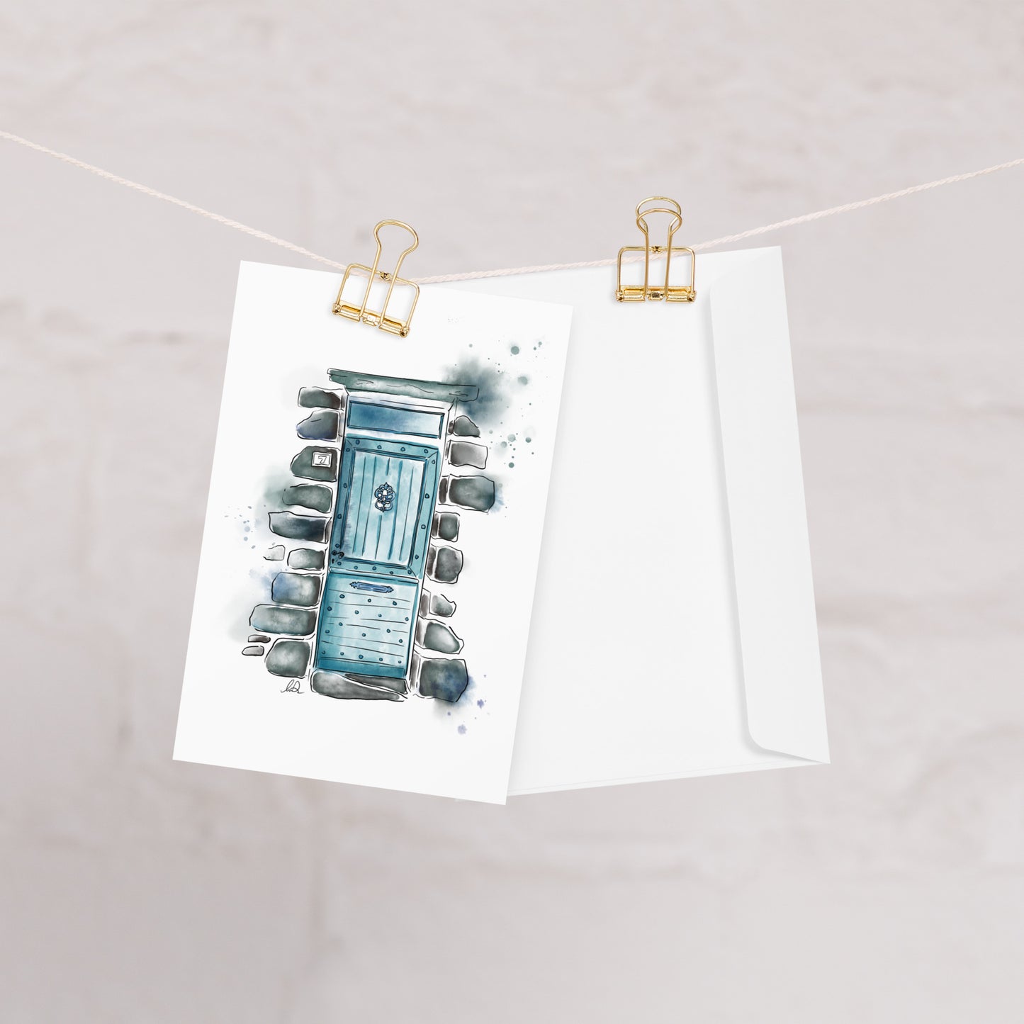 The Lucky Door - French Watercolor - Greeting card