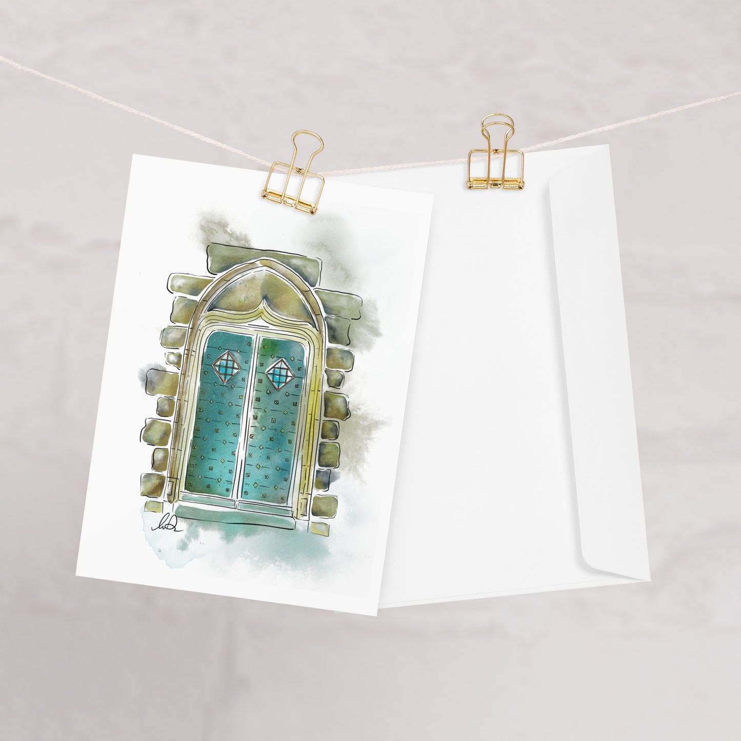 Porte du Chateau du Pompadour Watercolor - Greeting card