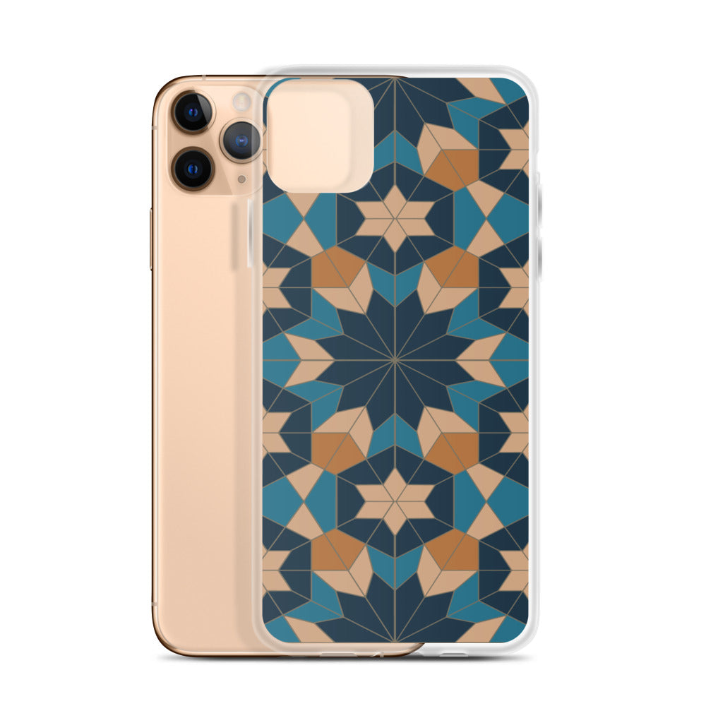 iPhone Case - Geometric Star in Red Sea Blue