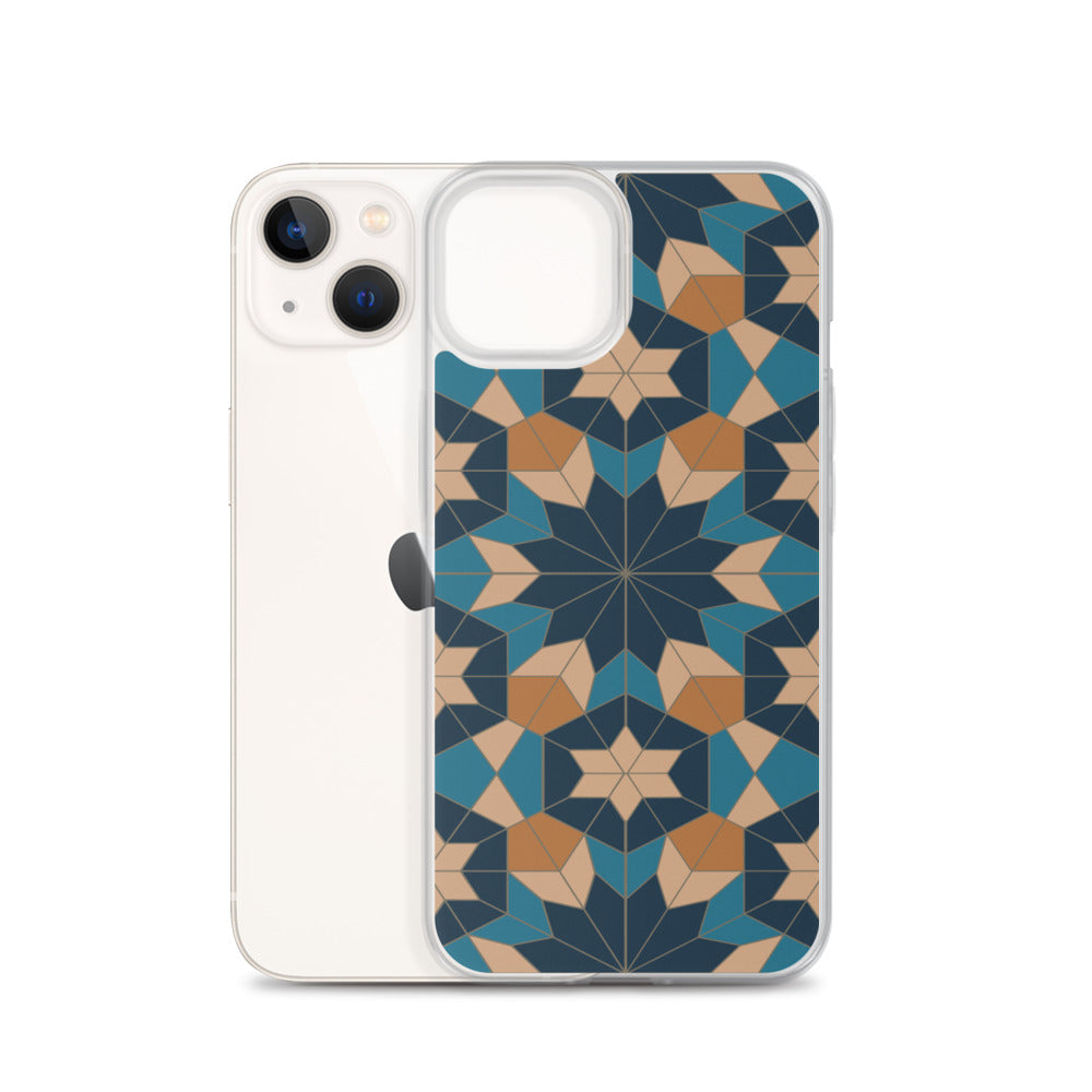iPhone Case - Geometric Star in Red Sea Blue