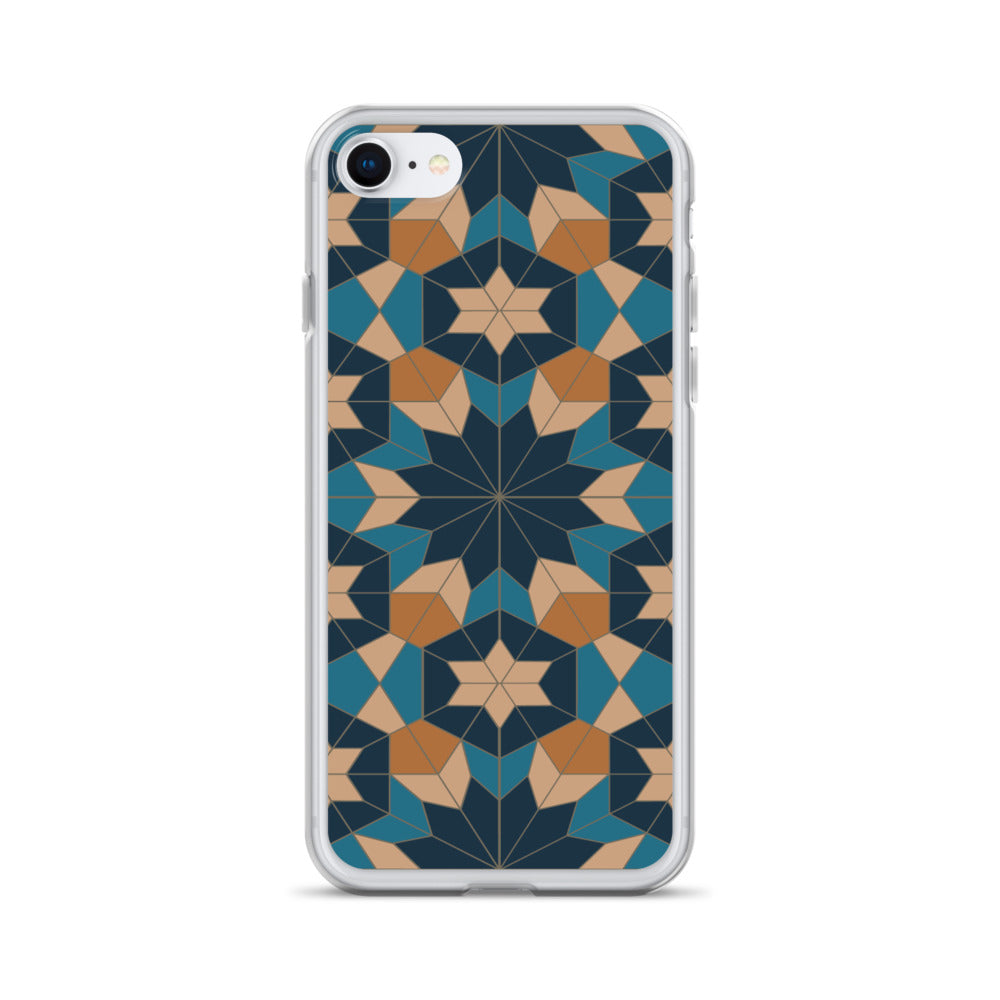 iPhone Case - Geometric Star in Red Sea Blue