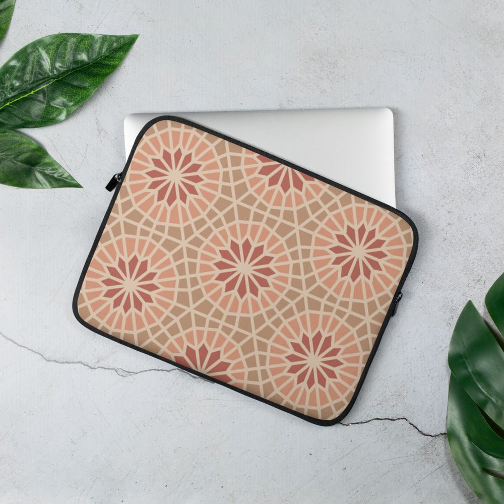 Laptop Sleeve - Geometric Star 2 - Cocoa and Cream