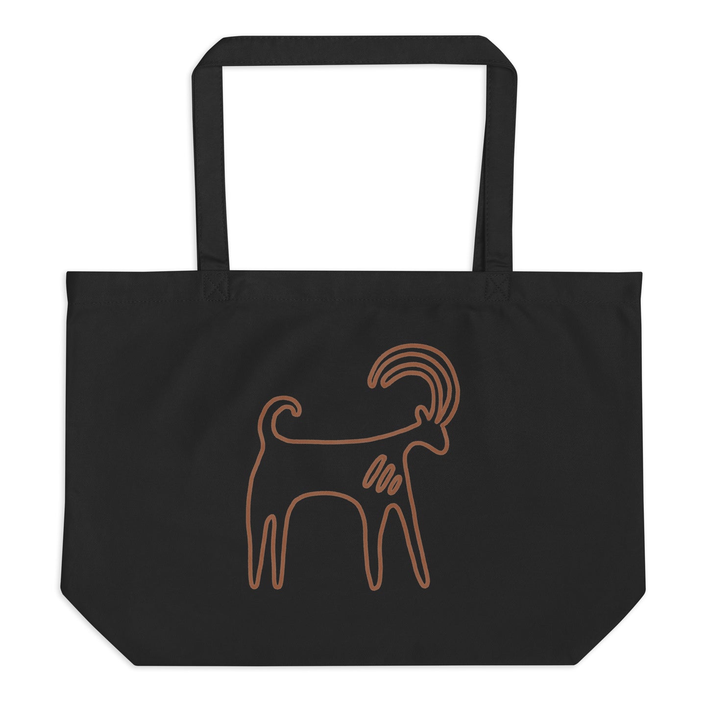 Large organic tote bag  🍃 100% Organic Cotton  - Nubian Ibex Petroglyph