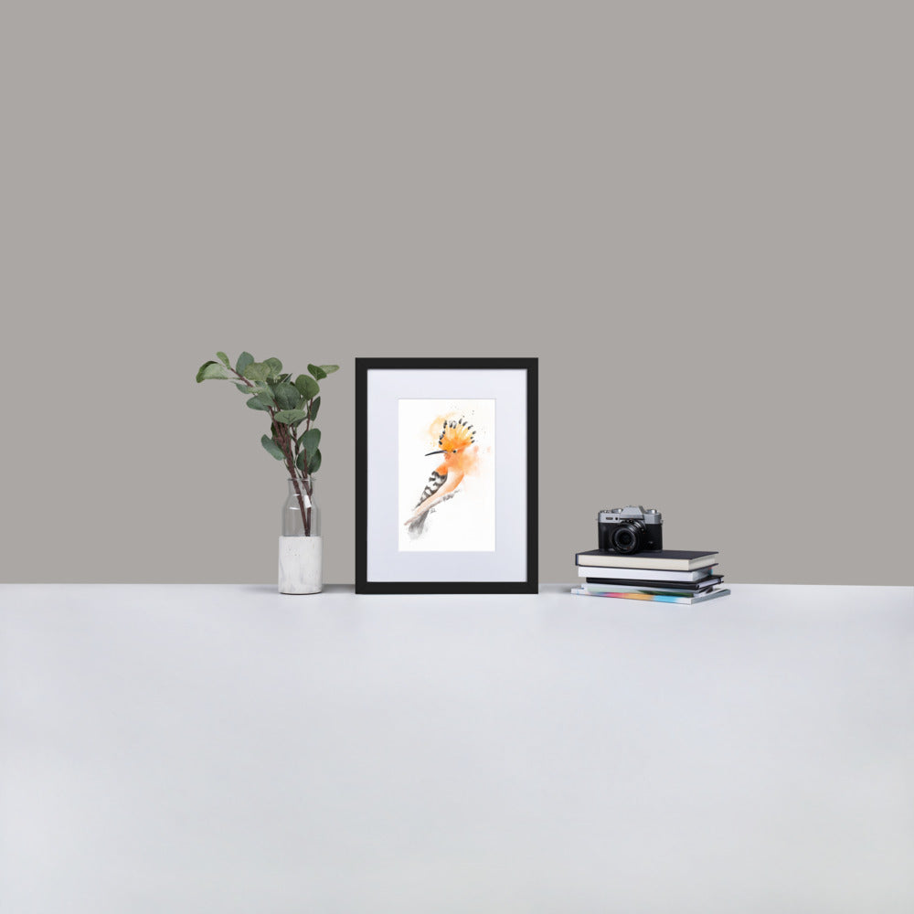 Hoopoe Bird Messy Watercolor - Matte Paper Framed Poster With Mat
