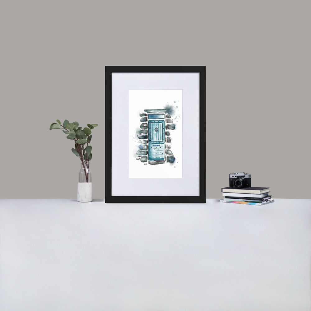 The Lucky Door - French Watercolor - Matte Paper Framed Poster With Mat