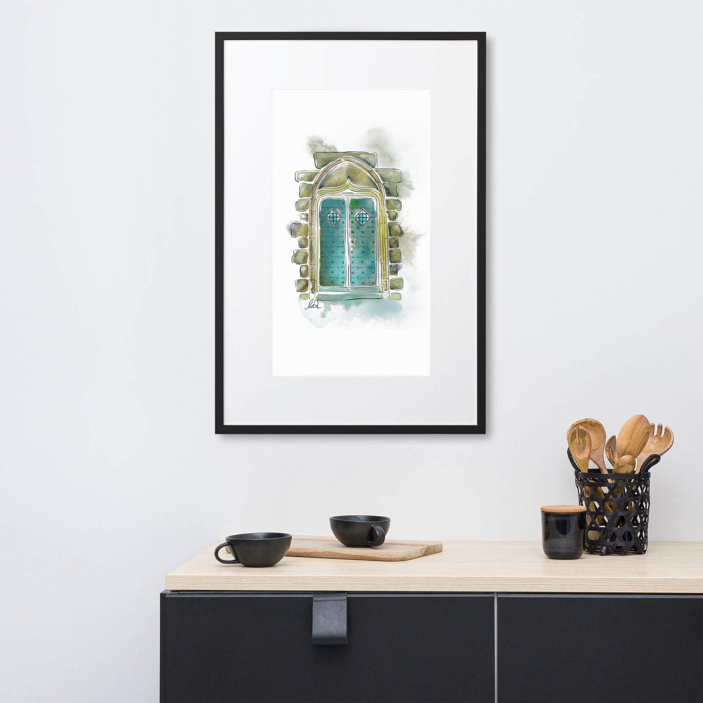 Porte du Chateau de Pompadour Watercolor - Matte Paper Framed Poster With Mat