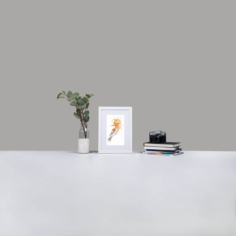 Hoopoe Bird Messy Watercolor - Matte Paper Framed Poster With Mat