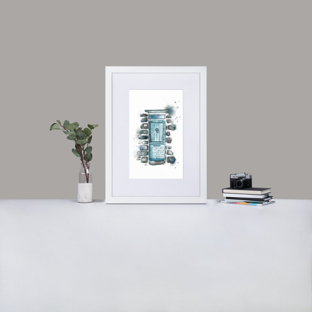 The Lucky Door - French Watercolor - Matte Paper Framed Poster With Mat