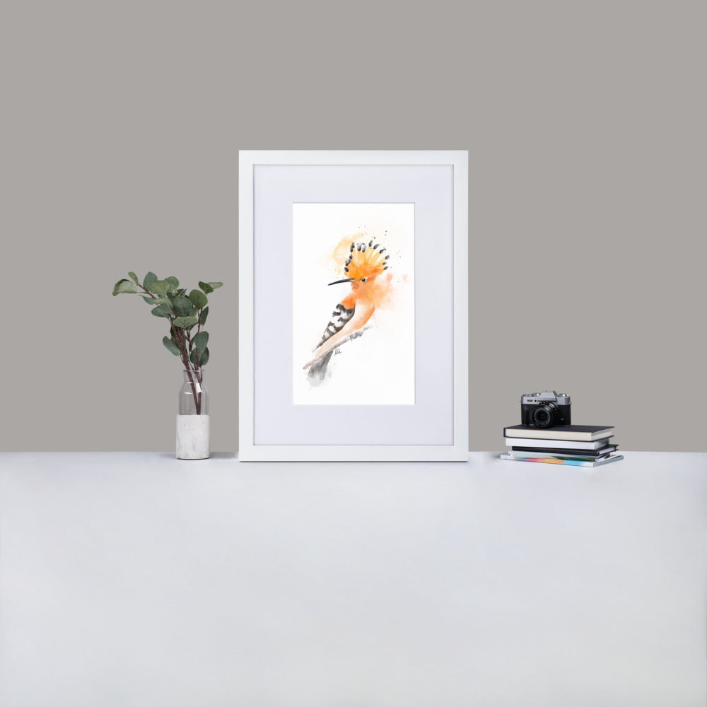 Hoopoe Bird Messy Watercolor - Matte Paper Framed Poster With Mat