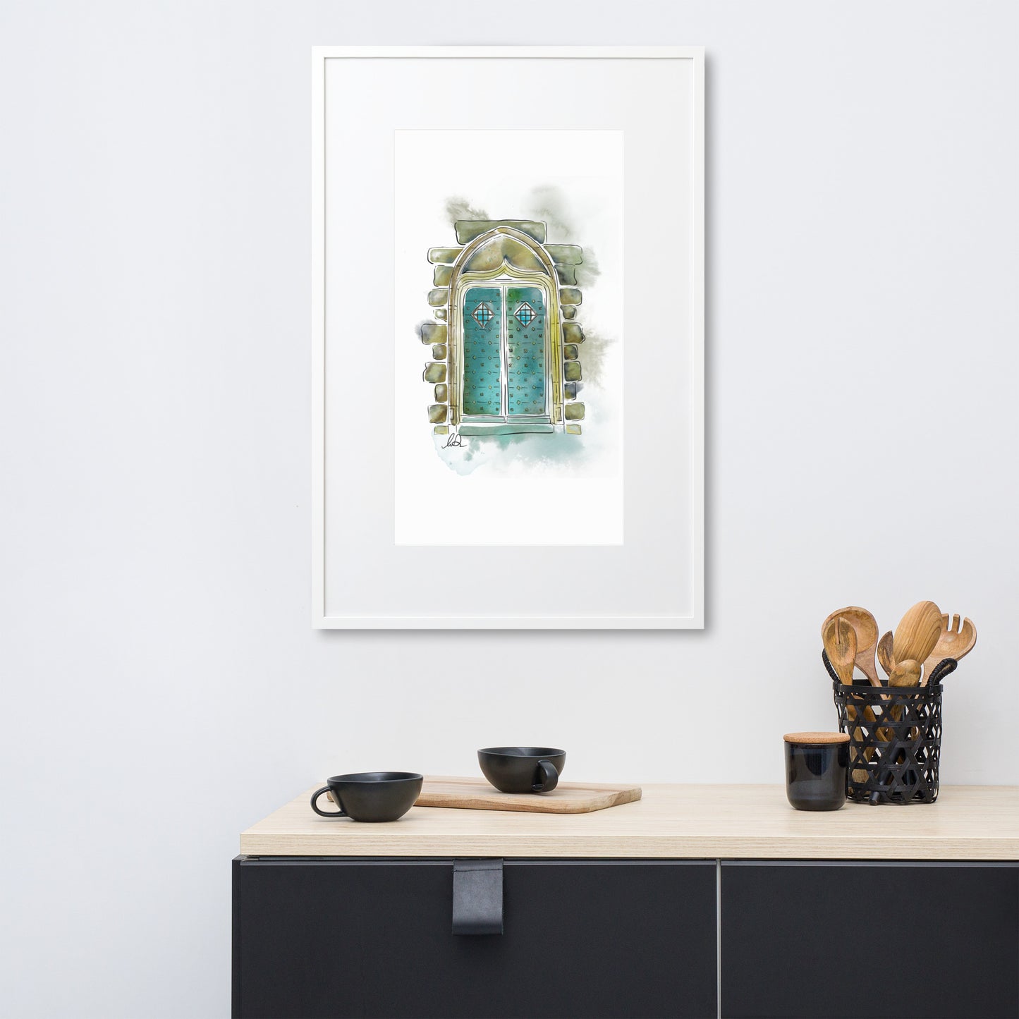 Porte du Chateau de Pompadour Watercolor - Matte Paper Framed Poster With Mat