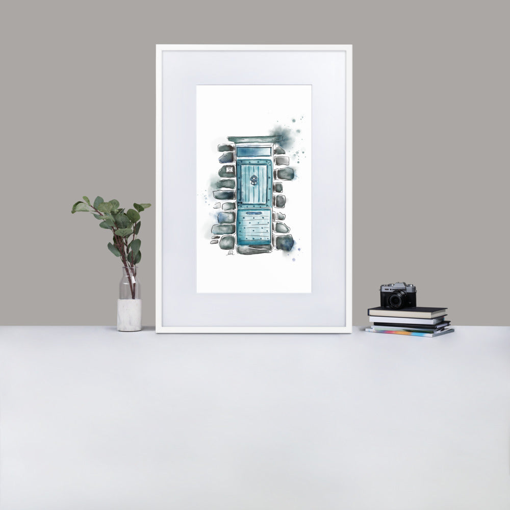 The Lucky Door - French Watercolor - Matte Paper Framed Poster With Mat
