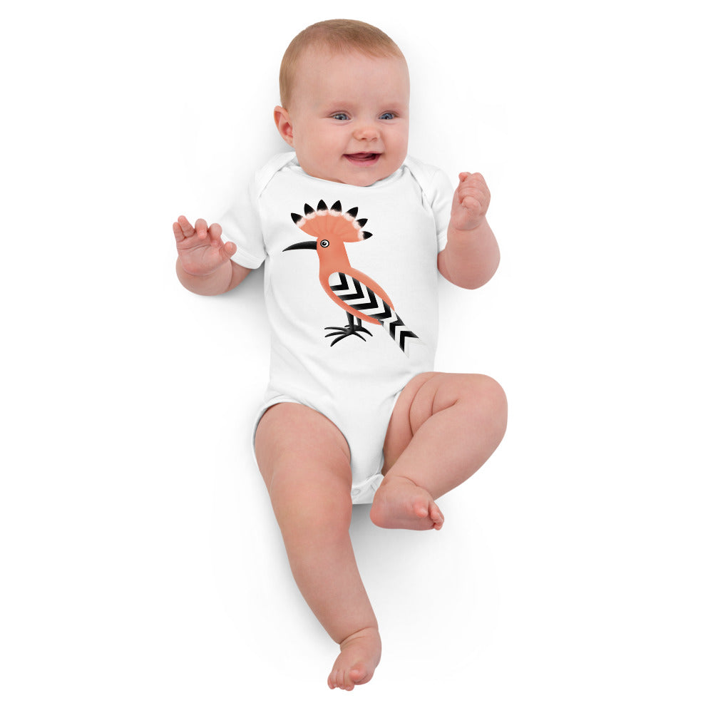 100 % Organic cotton baby bodysuit 🍃 Hoopoe Bird