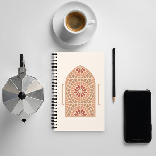 Spiral notebook - Geometric Star Window - Coca and Cream