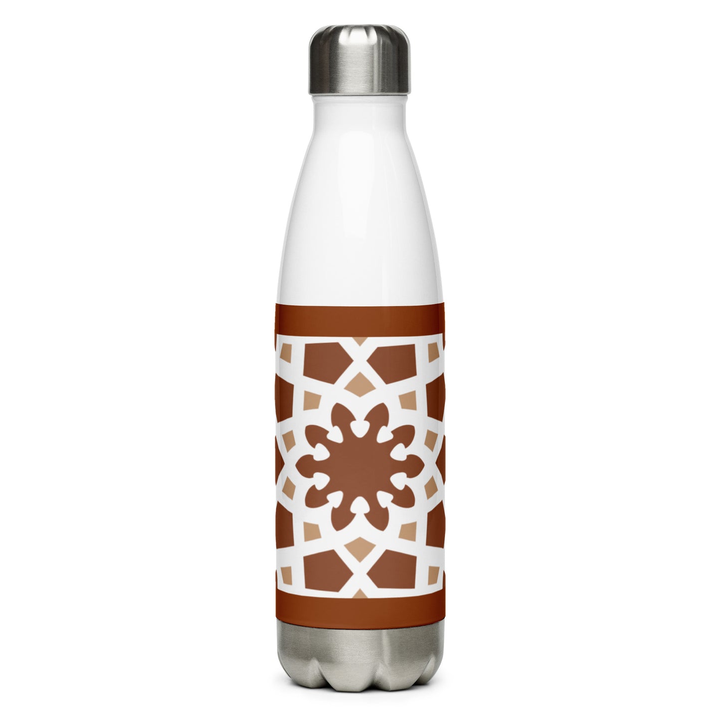 Stainless Steel Water Bottle - Arabesque Boho Chocolate