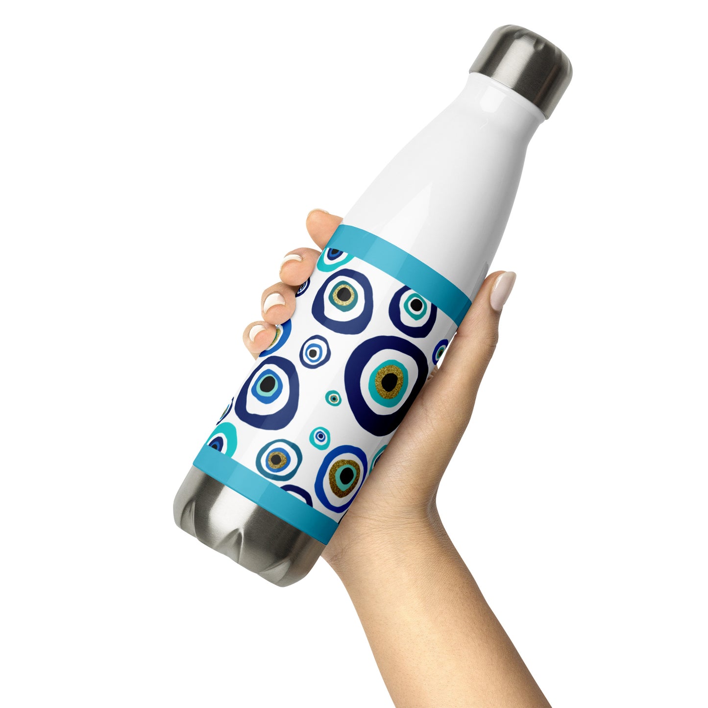 Stainless Steel Water Bottle - Nazar Evil Eye Amulet