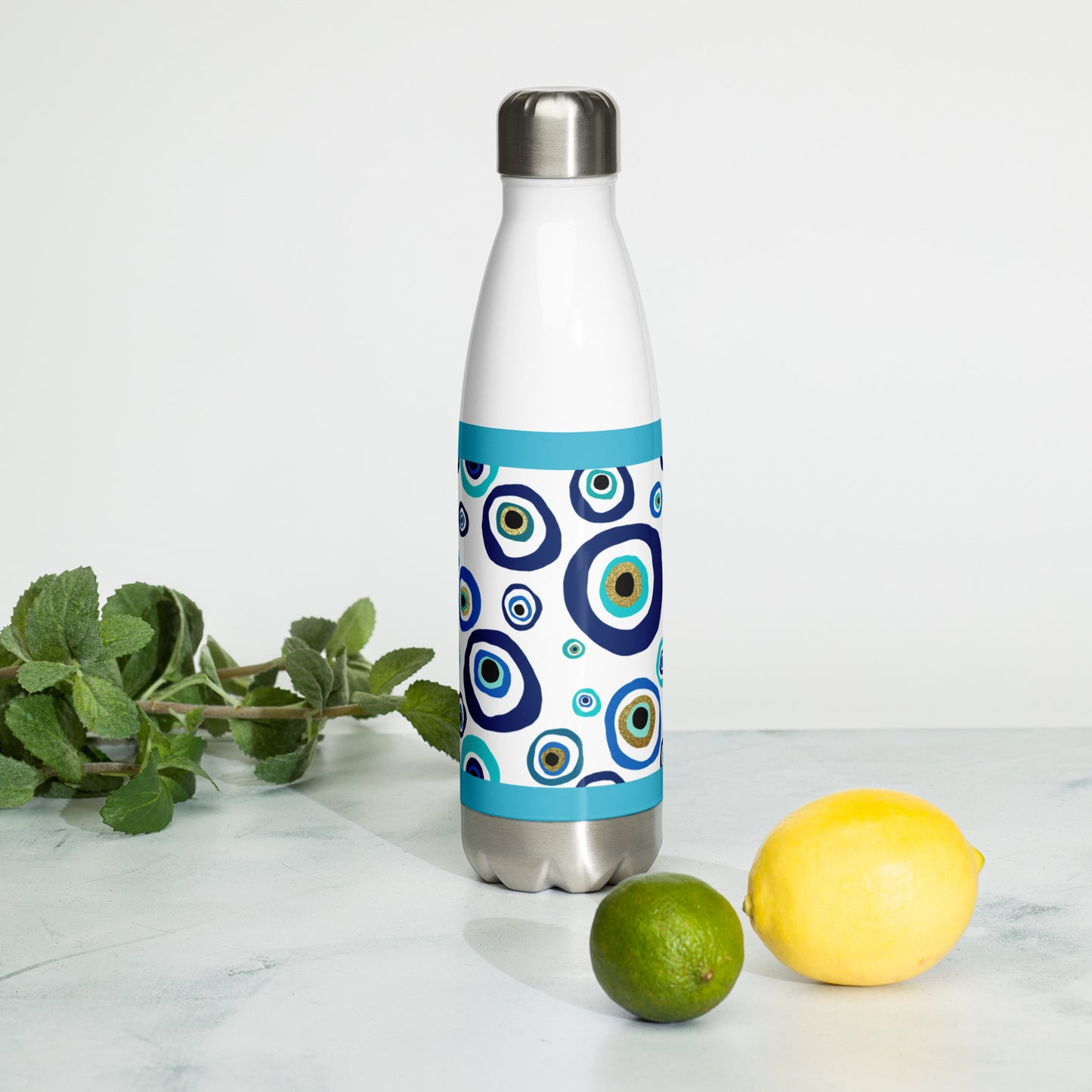 Stainless Steel Water Bottle - Nazar Evil Eye Amulet