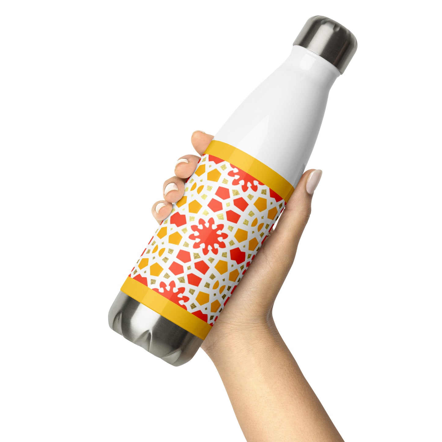 Stainless Steel Water Bottle - Geometric Citrus