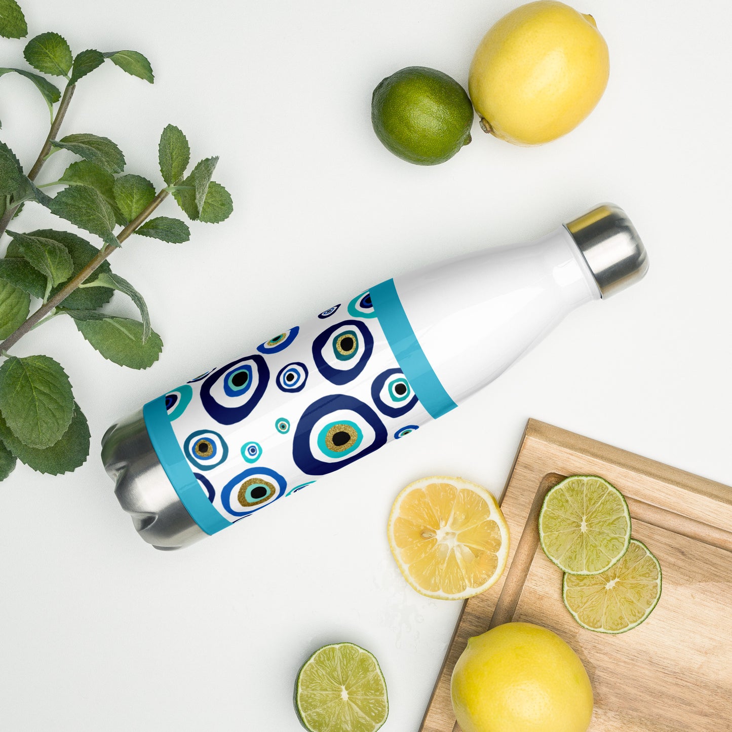 Stainless Steel Water Bottle - Nazar Evil Eye Amulet