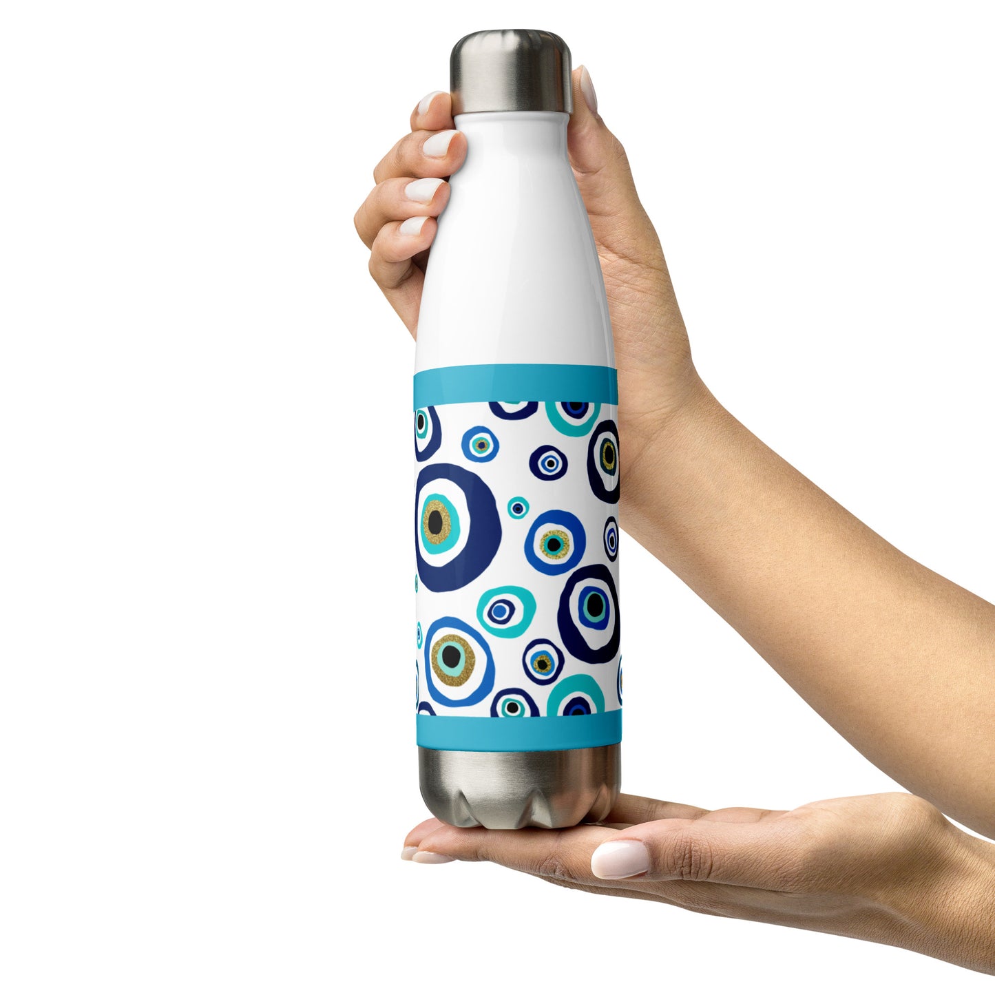 Stainless Steel Water Bottle - Nazar Evil Eye Amulet