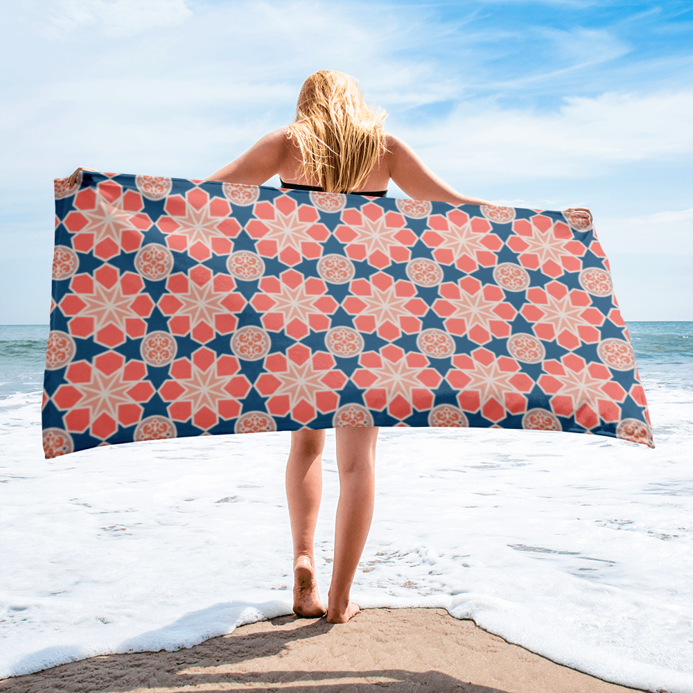 Towel - Geometric Arabesque Mashup in Pink