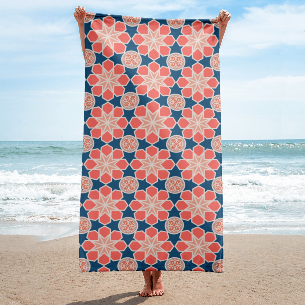 Towel - Geometric Arabesque Mashup in Pink