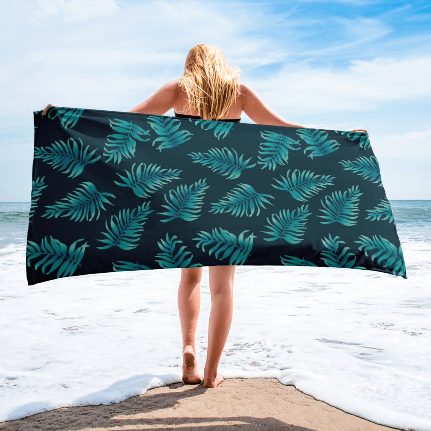 Towel - Palm Leaves in Blue Ombre