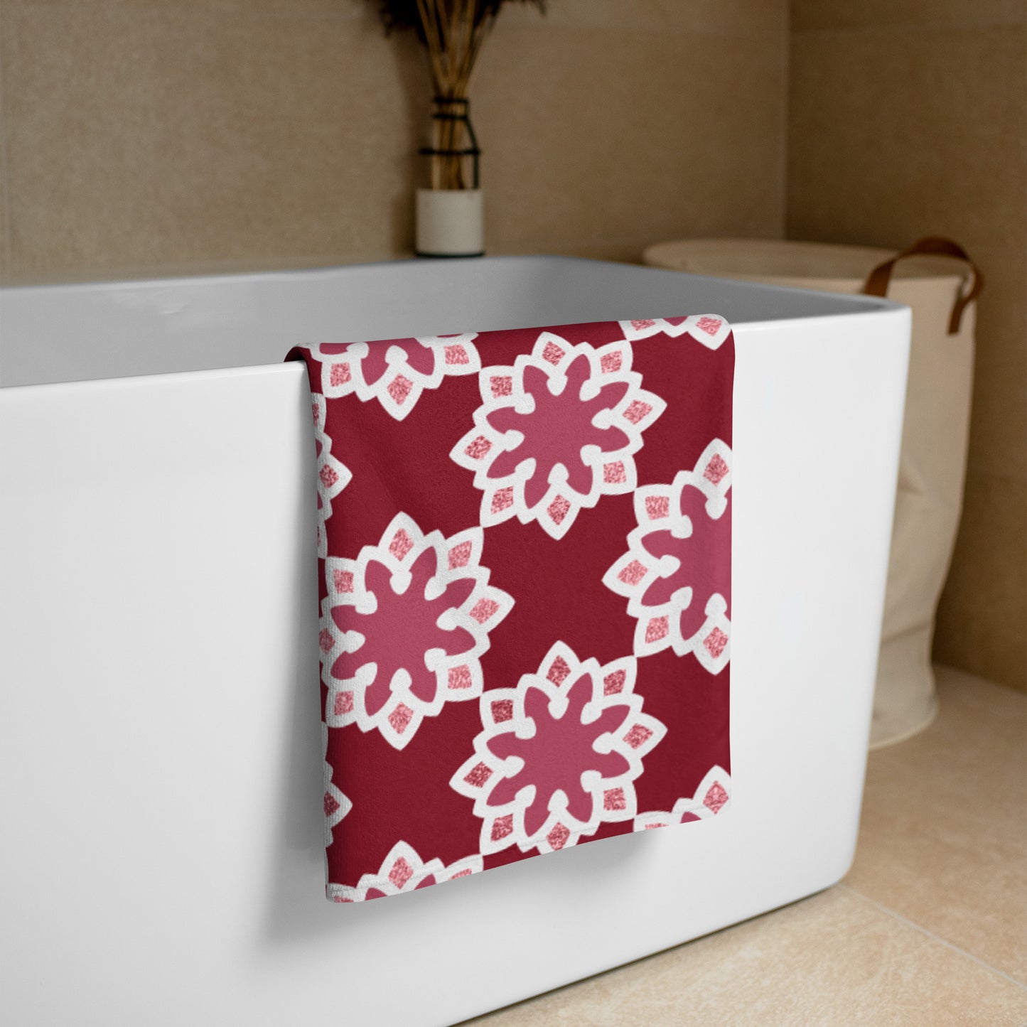 Towel - Arabesque Flower in Rouge