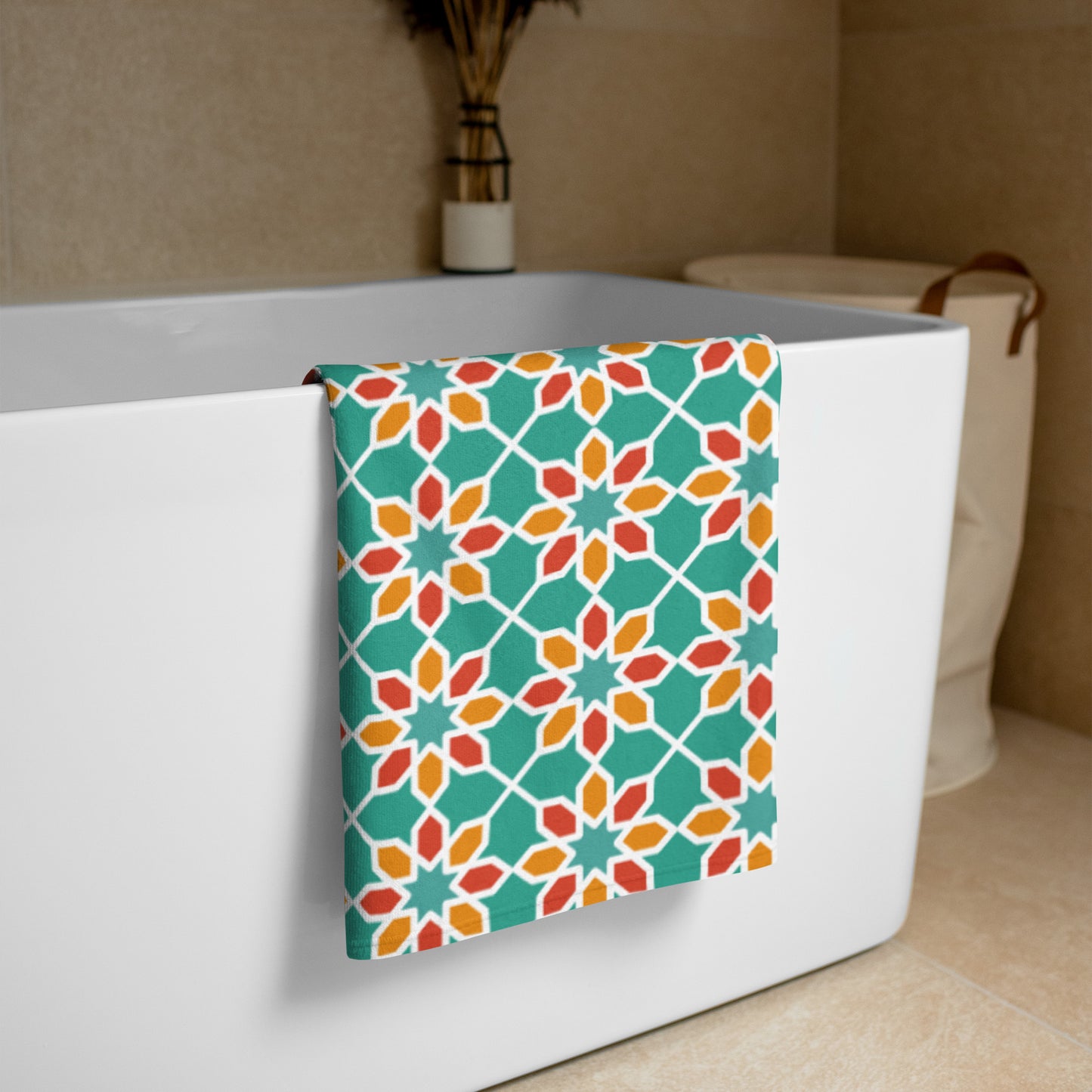Towel - Geometric Desert Daisy in Aqua