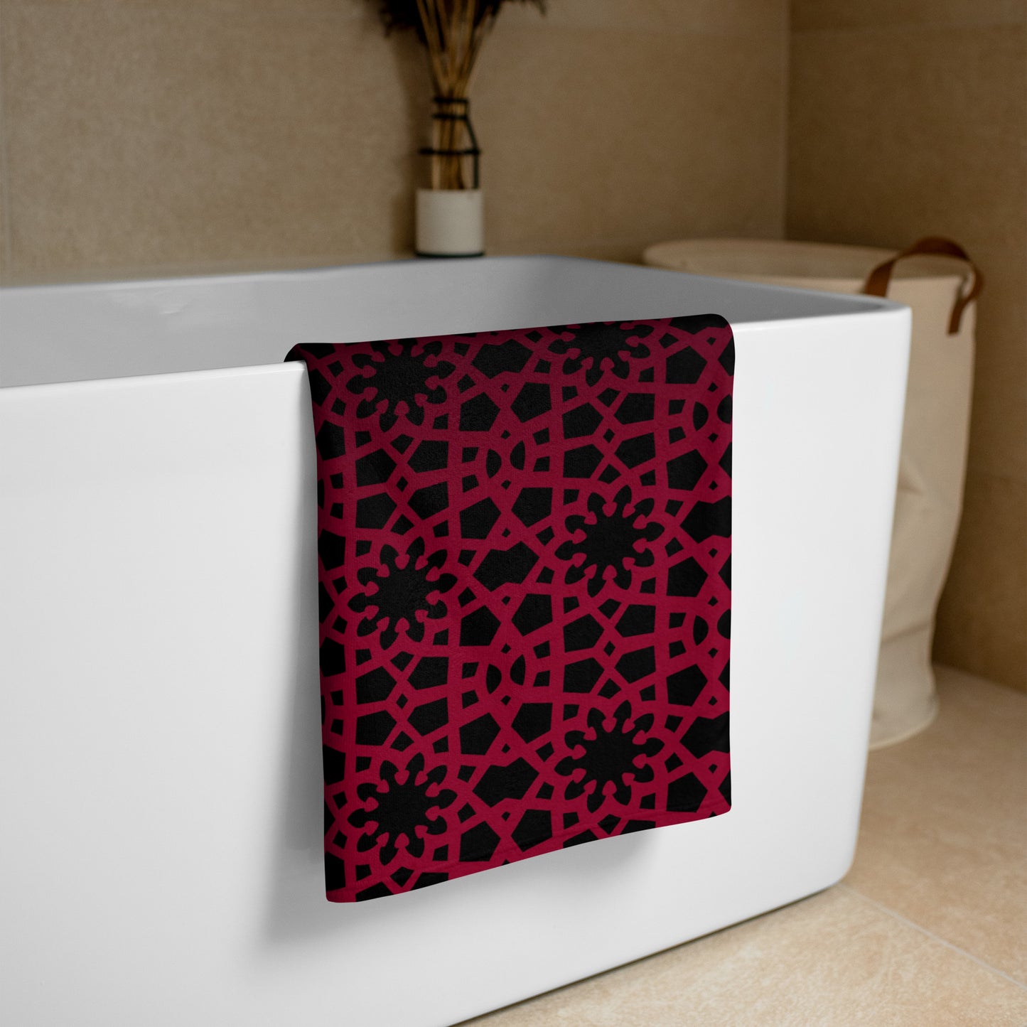 Towel - Geometric Ombre in Black and Red