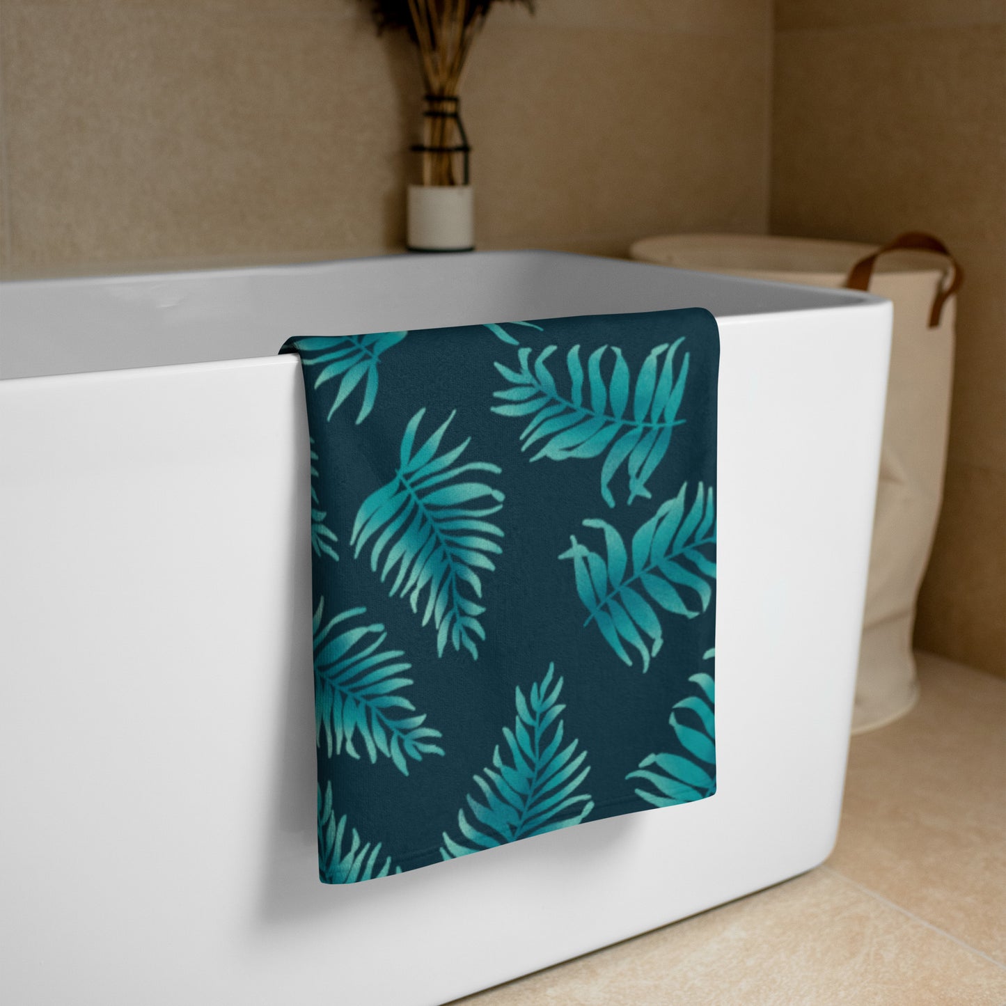Towel - Palm Leaves in Blue Ombre