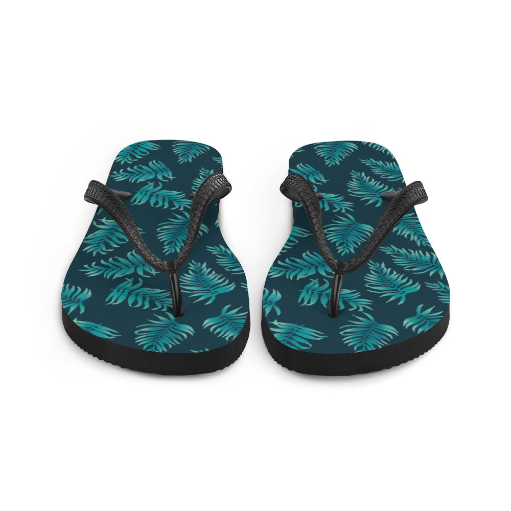 Flip-Flops - Palm Leaves in Blue Ombre