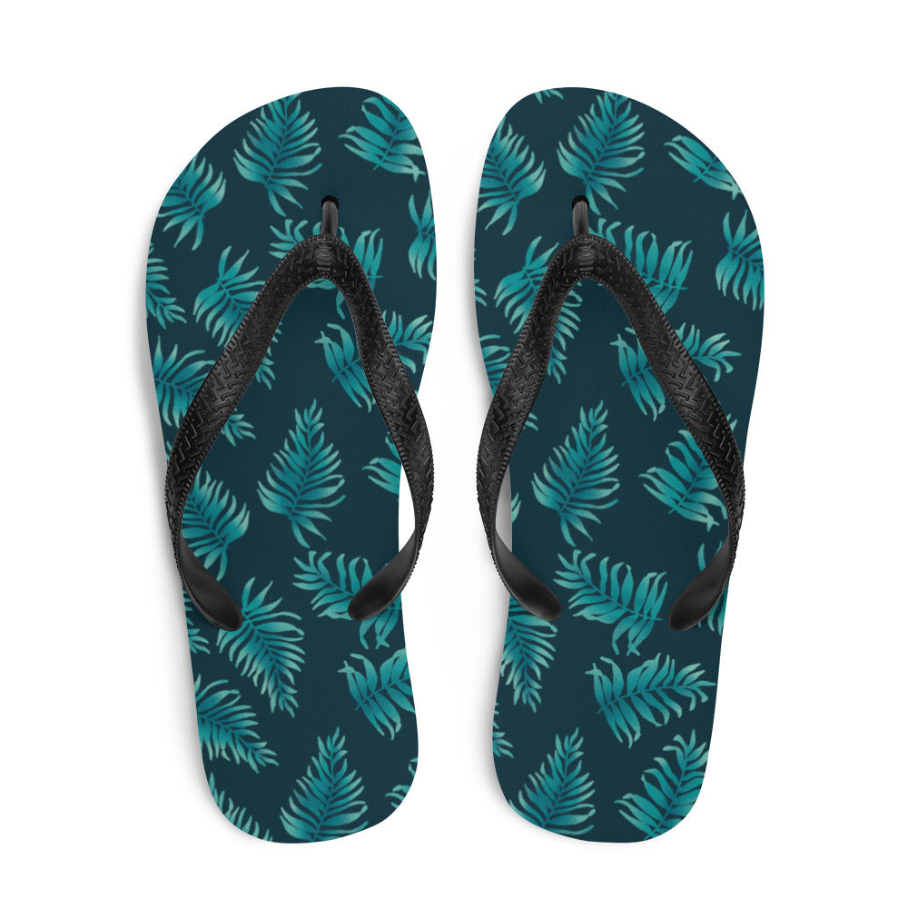 Flip-Flops - Palm Leaves in Blue Ombre