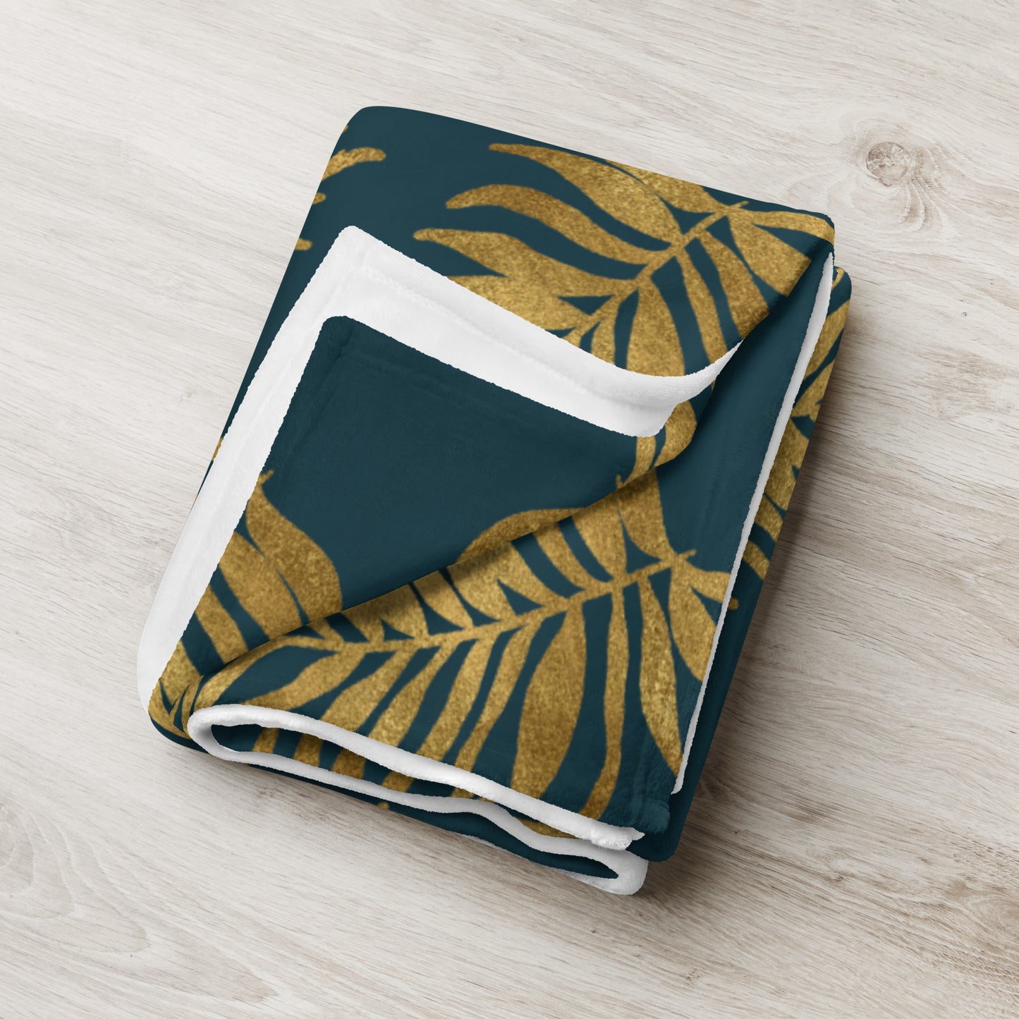 Throw Blanket - Palm Leaves in Gold and Teal