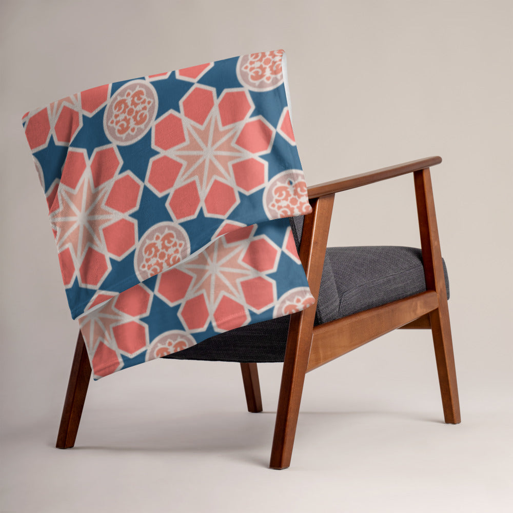 Throw Blanket - Geometric Arabesque Mashup in Pink