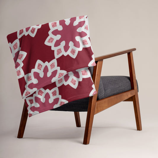 Throw Blanket - Arabesque Flower in Rouge