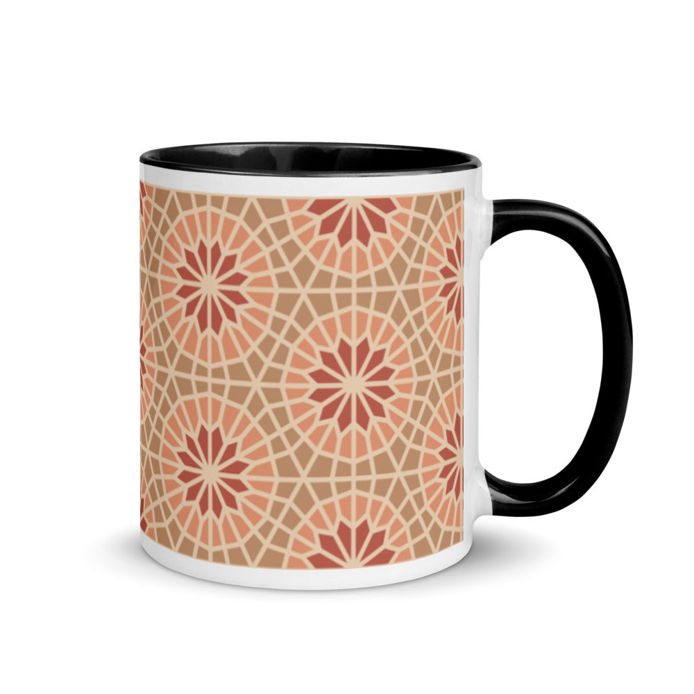 Mug with Color Inside - Geometric Star - Cocoa and Cream